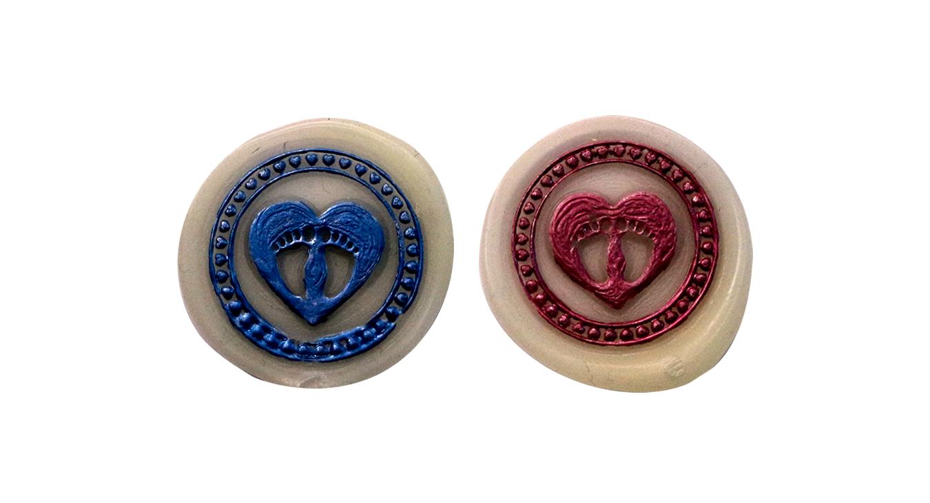 buy baby footprints in heart wax seal for baby shower